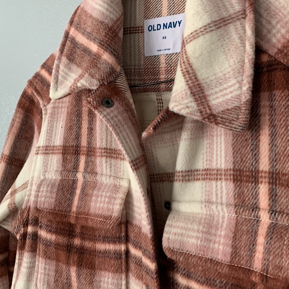 Fall Shacket - Pink - Cream Plaid - image 2